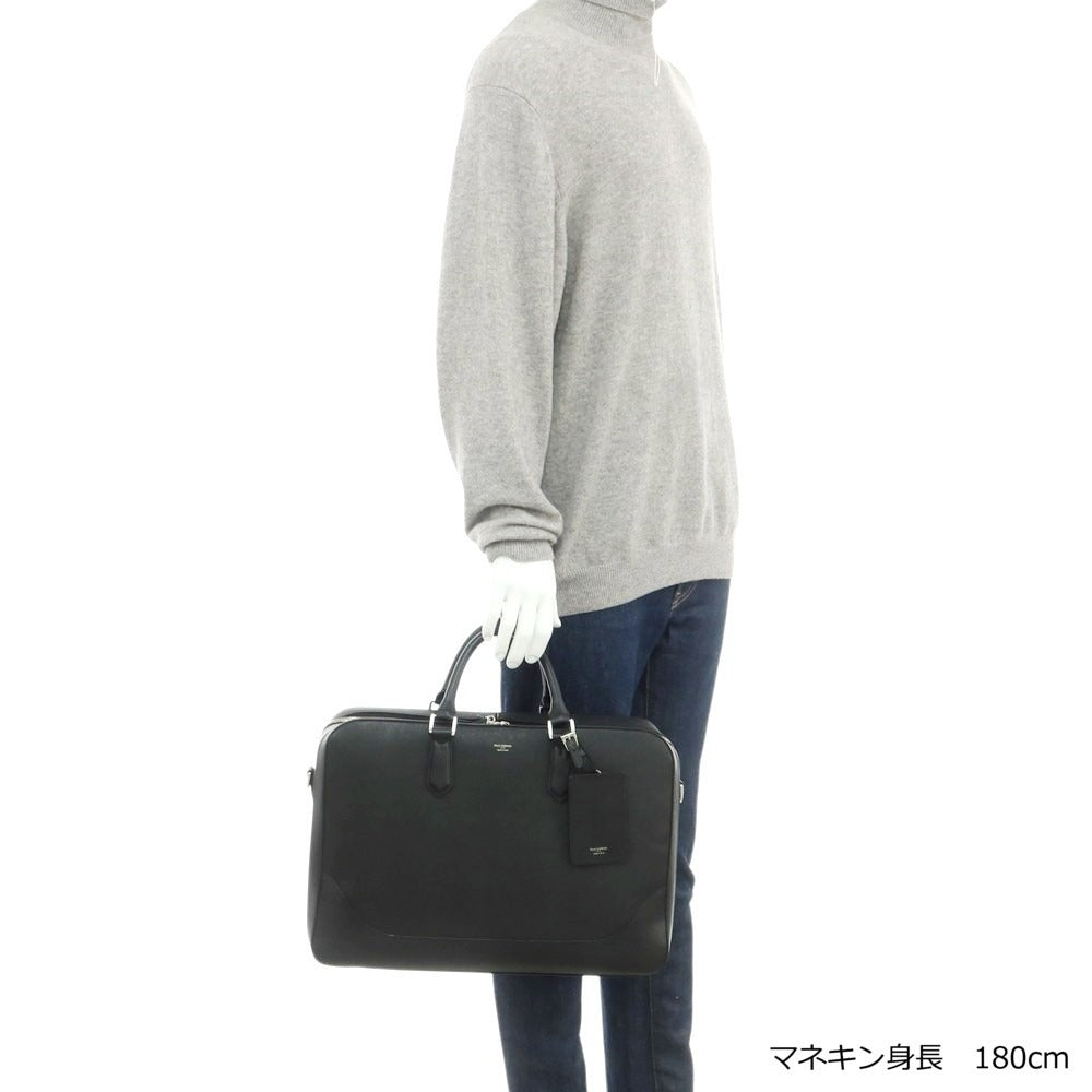 【中古】ペッレモルビダ PELLE MORBIDA 型押しレザー 2層 ブリーフケース ブラック【 状態ランクB 】【 メンズ 】