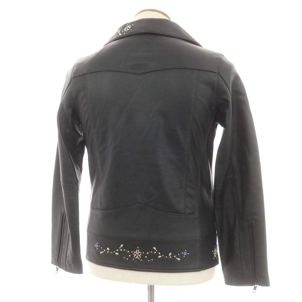 【中古】ナインエイト Nine Eight ラムレザー スタッズ ライダースジャケット ブラック【 M 】【 状態ランクB 】【 メンズ 】