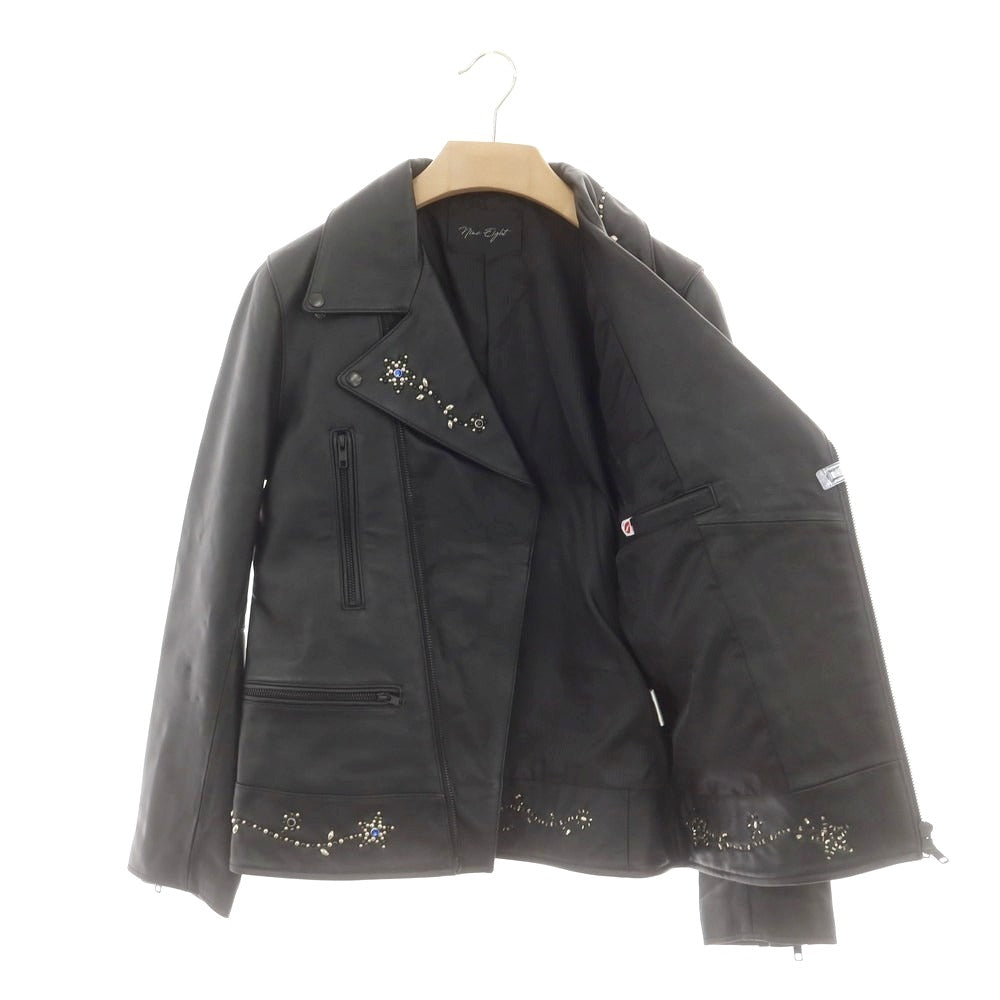 【中古】ナインエイト Nine Eight ラムレザー スタッズ ライダースジャケット ブラック【 M 】【 状態ランクB 】【 メンズ 】