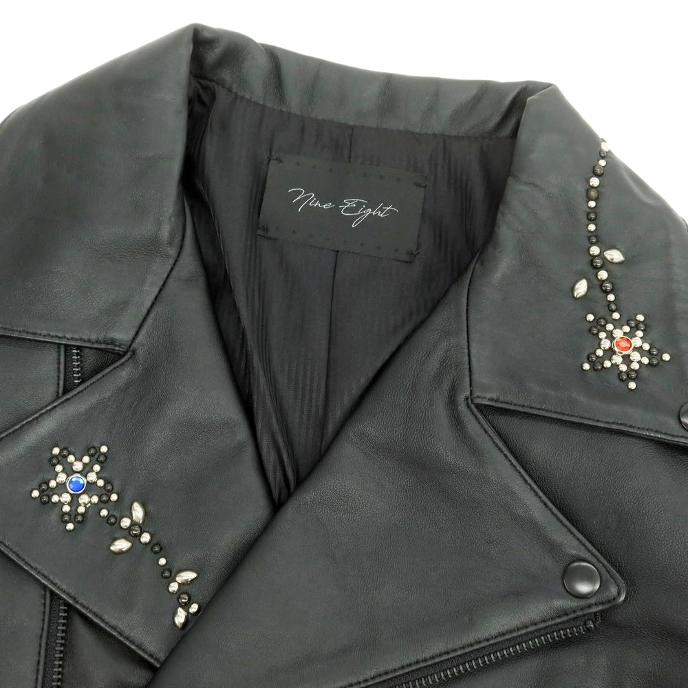 【中古】ナインエイト Nine Eight ラムレザー スタッズ ライダースジャケット ブラック【 M 】【 状態ランクB 】【 メンズ 】