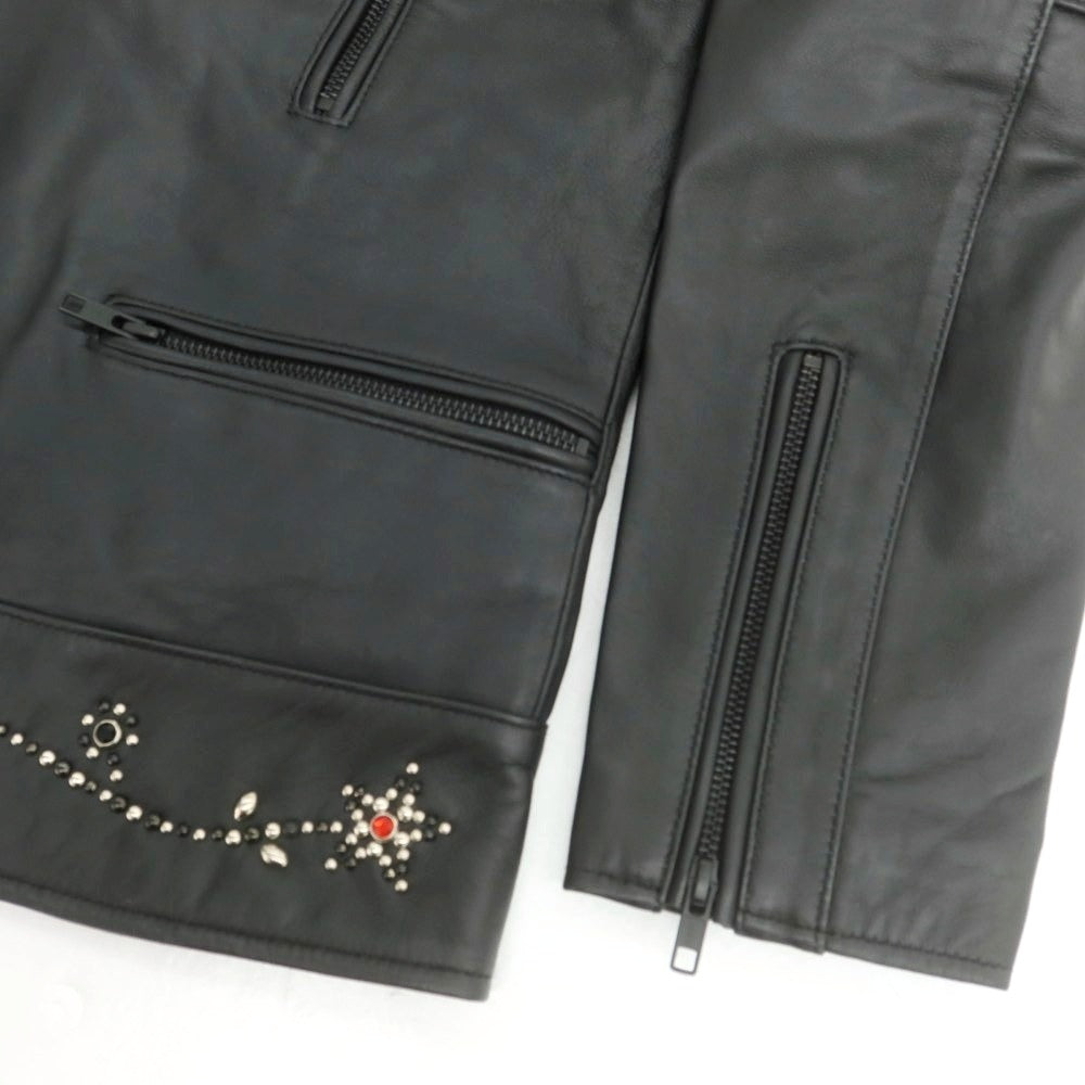 【中古】ナインエイト Nine Eight ラムレザー スタッズ ライダースジャケット ブラック【 M 】【 状態ランクB 】【 メンズ 】