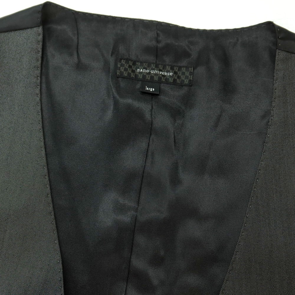 【中古】ナノユニバース nano universe ウールポリエステル ジレ ベスト グレーxブラック【 L 】【 状態ランクB 】【 メンズ 】