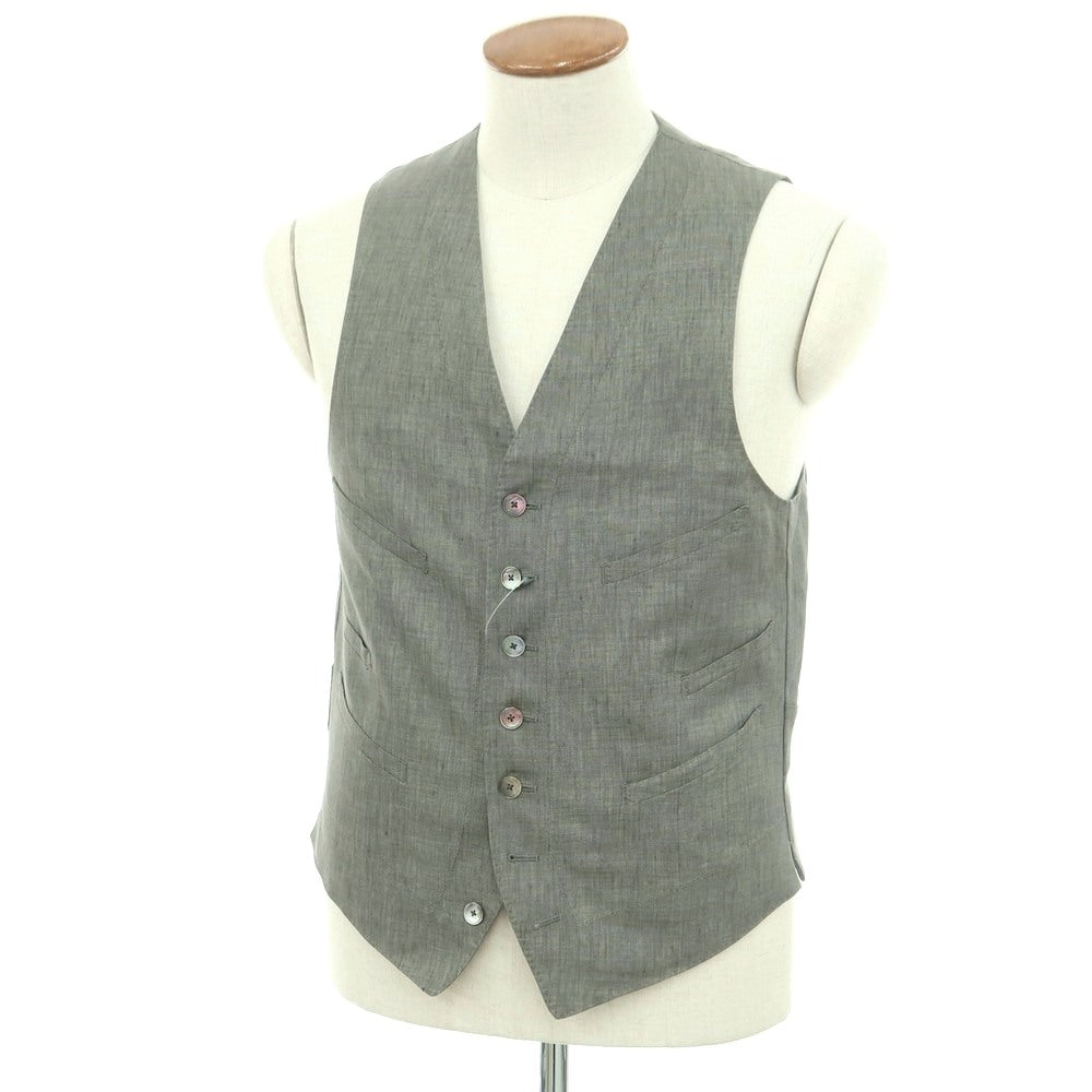 【中古】ポールスミスコレクション PAUL SMITH COLLECTION リネン ジレ ベスト グリーングレー【 M 】【 状態ランクB 】【 メンズ 】