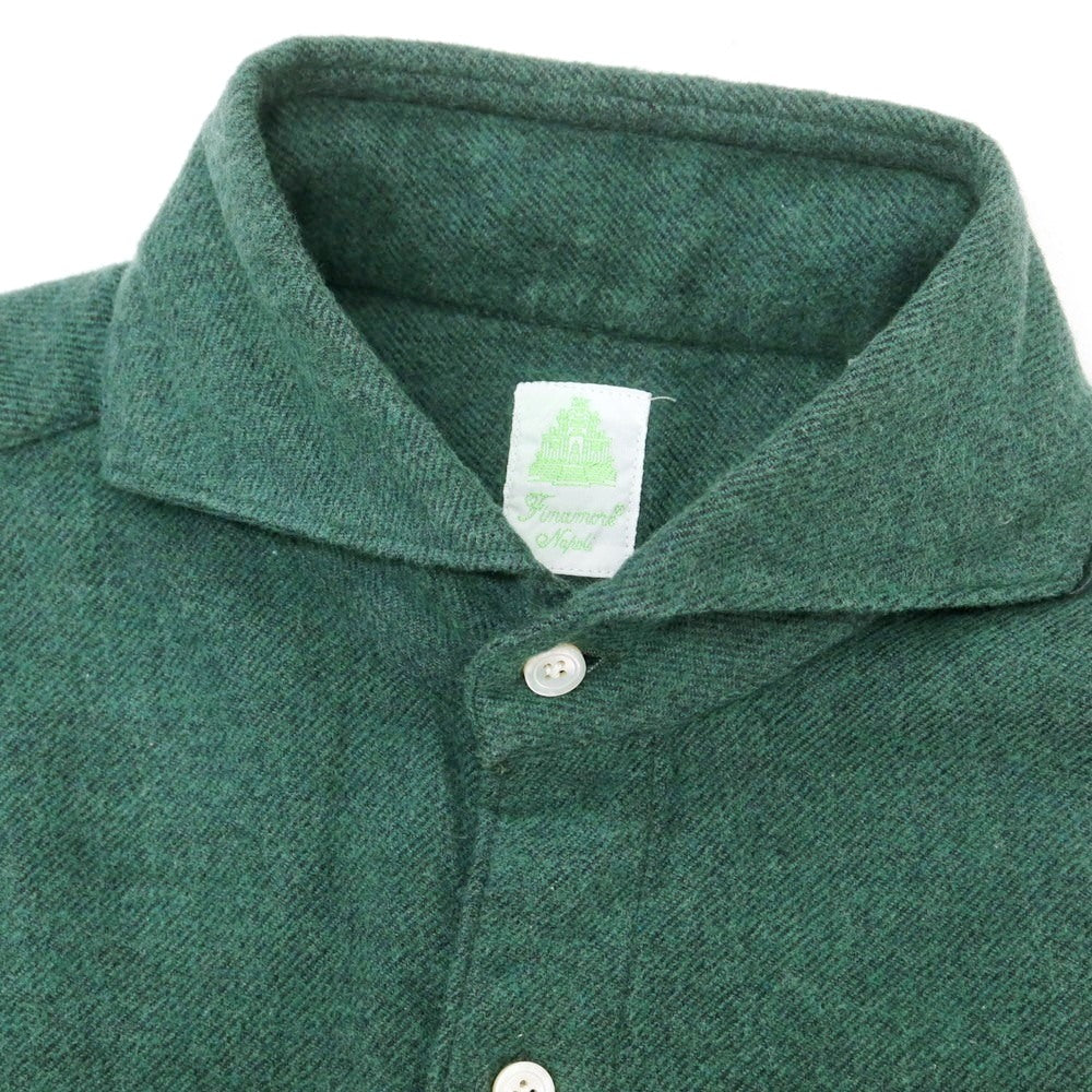 【中古】フィナモレ Finamore コットン ホリゾンタルカラー カジュアルシャツ グリーン【 40 】【 状態ランクB 】【 メンズ 】