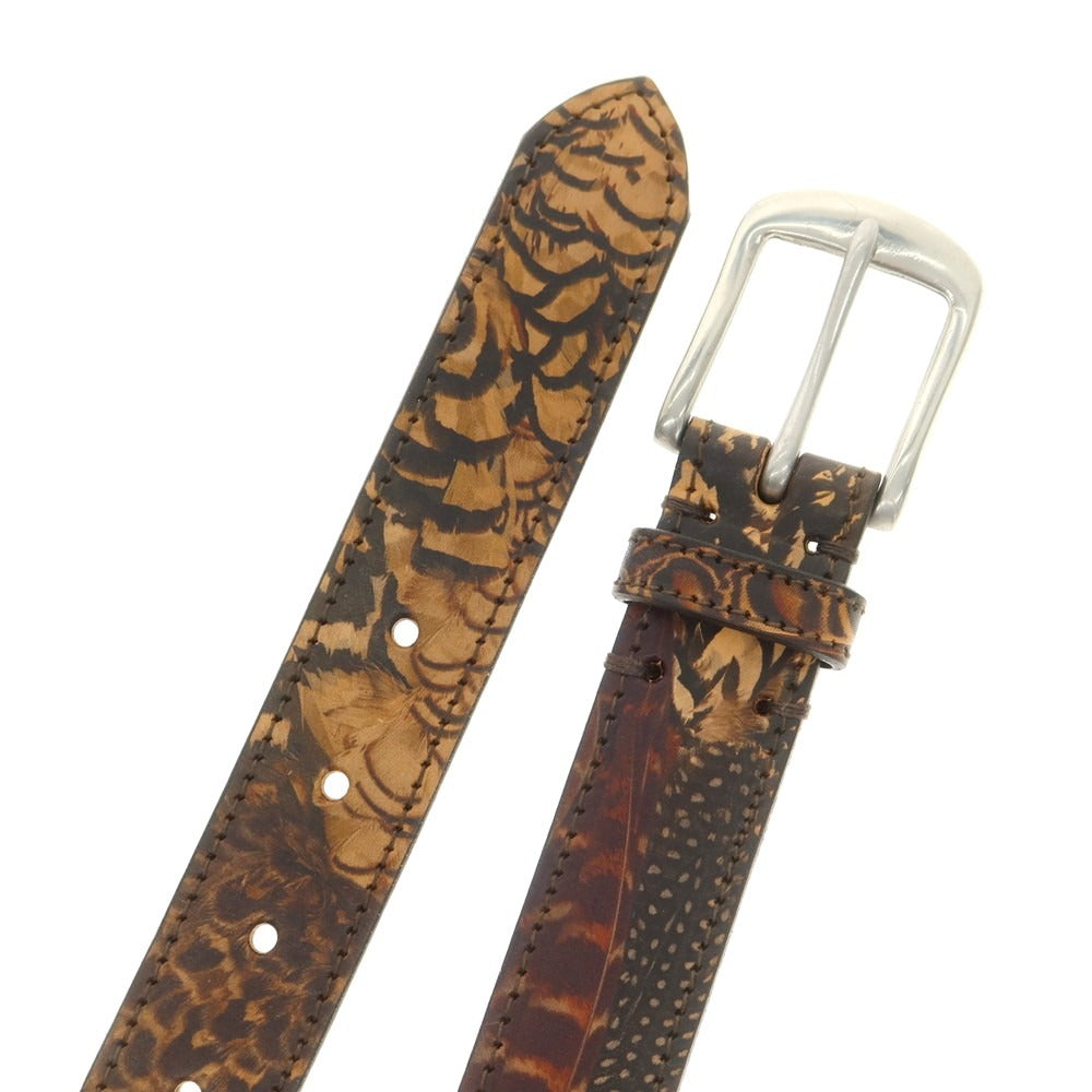【中古】ポールスミス Paul Smith プリント レザー ベルト ブラウン【 32 】【 状態ランクA 】【 メンズ 】
