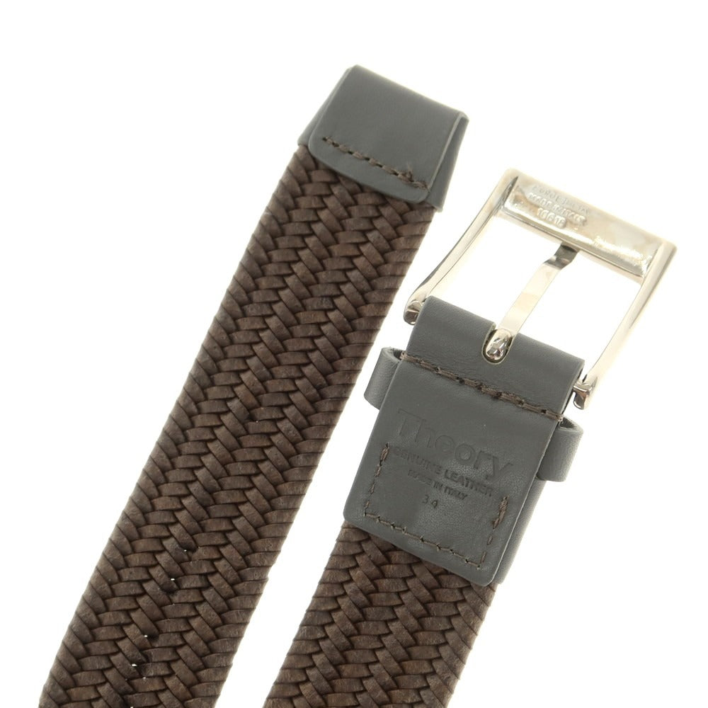 【中古】セオリー theory エラスティック レザー ベルト ダークカーキ【 34 】【 状態ランクA 】【 メンズ 】