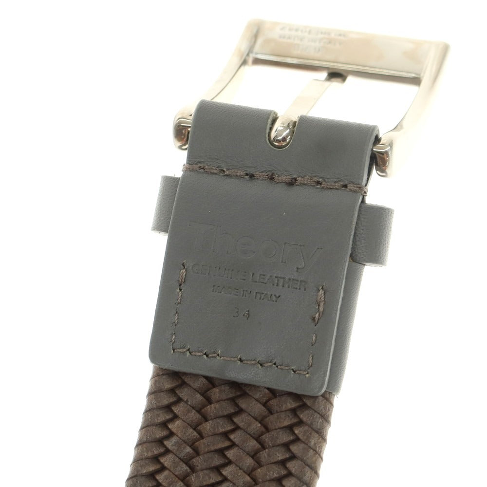 【中古】セオリー theory エラスティック レザー ベルト ダークカーキ【 34 】【 状態ランクA 】【 メンズ 】