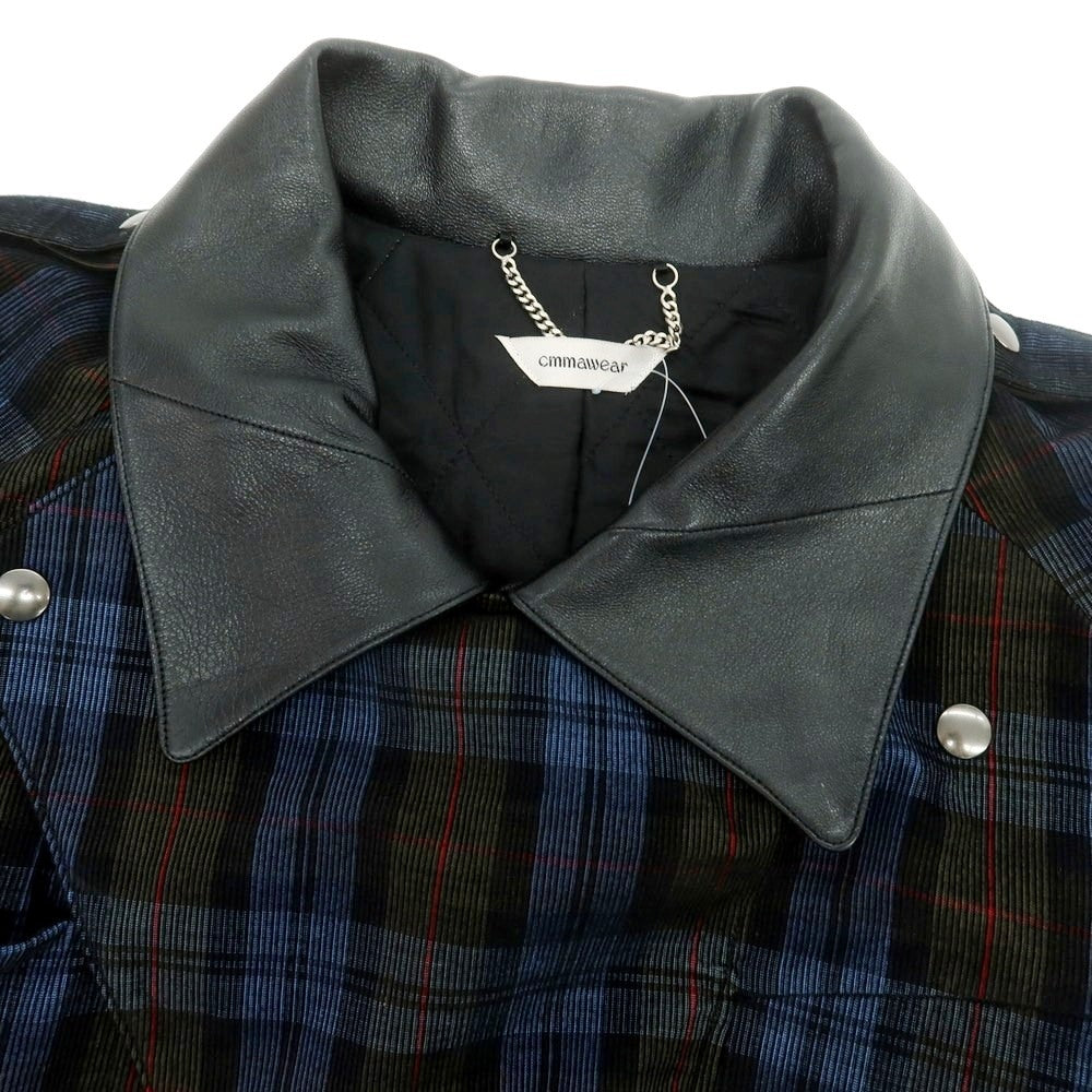 【中古】コマウェア cmmawear コーデュロイ チェック 中綿入り 変形 トレンチコート ブルーxオリーブ【 M 】【 状態ランクB 】【 メンズ 】