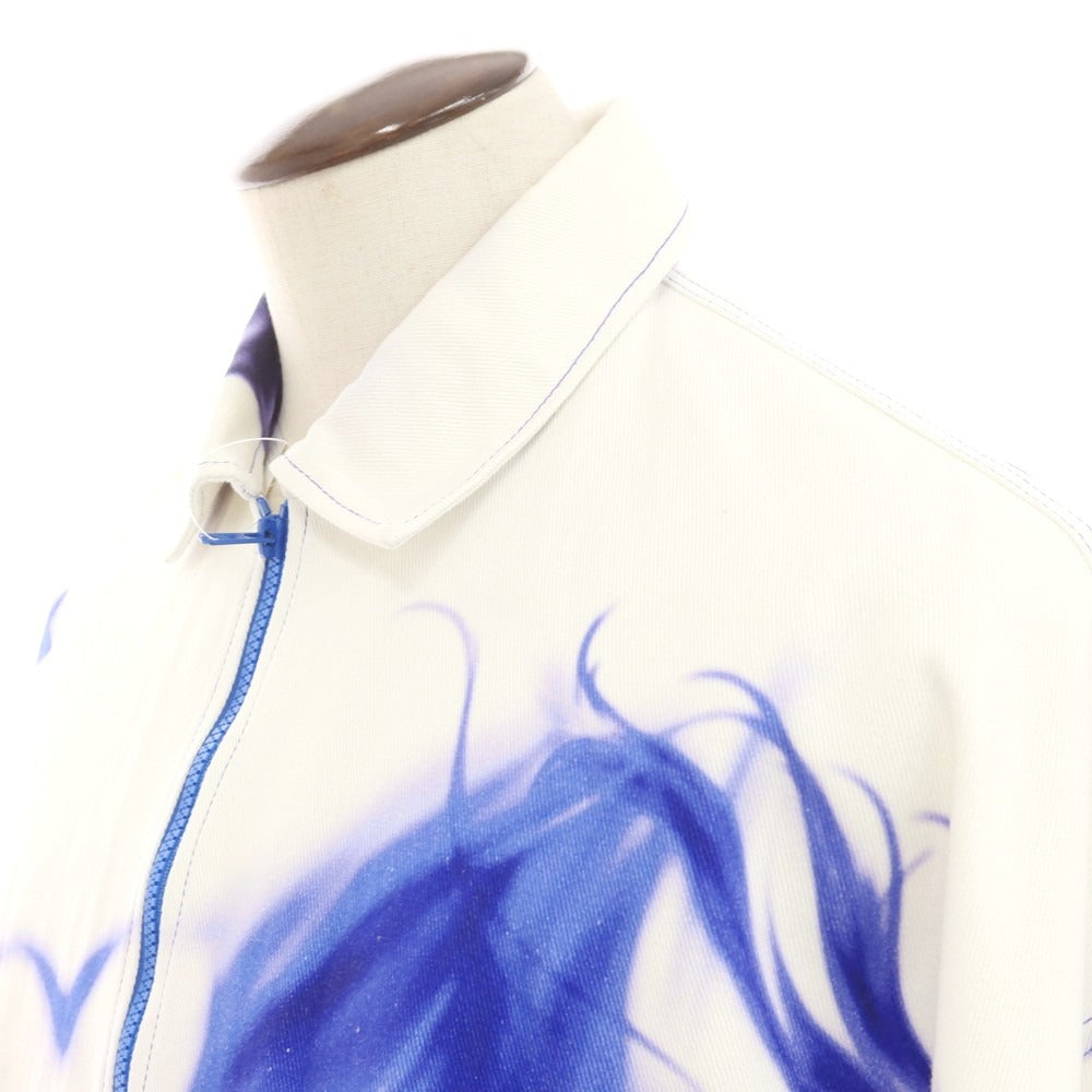 【中古】ジェリット ジェイコブ Gerrit Jacob ワイドシルエット プリント デニムジャケット ホワイトxブルー【 L 】【 状態ランクB 】【 メンズ 】