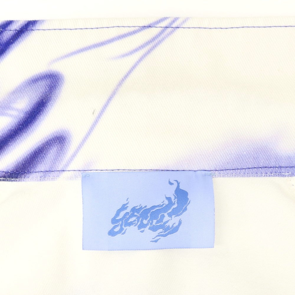 【中古】ジェリット ジェイコブ Gerrit Jacob ワイドシルエット プリント デニムジャケット ホワイトxブルー【 L 】【 状態ランクB 】【 メンズ 】