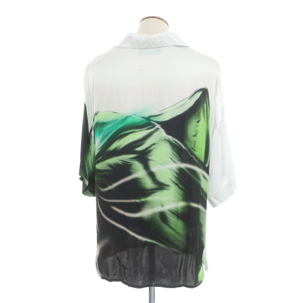 【中古】ジェリット ジェイコブ Gerrit Jacob レーヨン オープンカラー 半袖シャツ シルバーxグリーン【 M 】【 状態ランクC 】【 メンズ 】