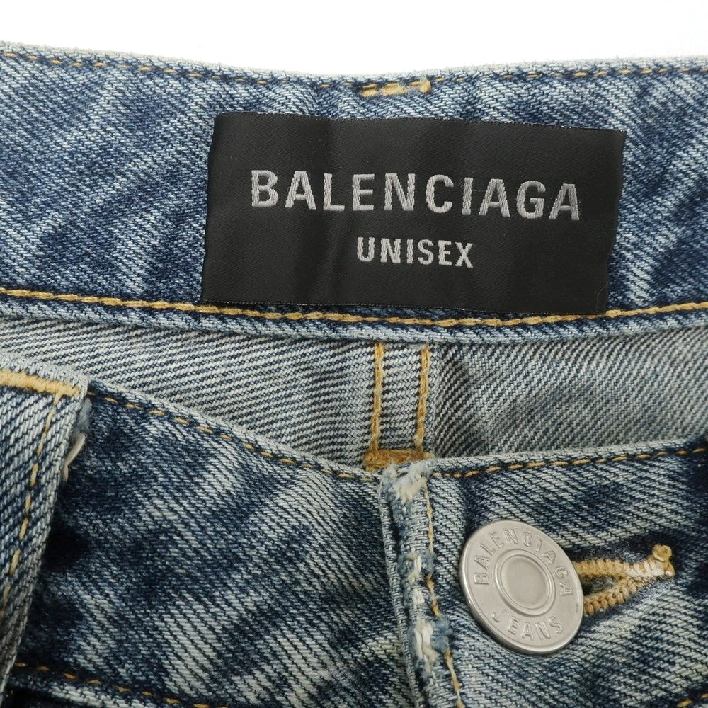 【中古】バレンシアガ BALENCIAGA ダメージ加工 コットン ジーンズ ショートパンツ ブルー【 XS 】【 状態ランクB 】【 メンズ 】