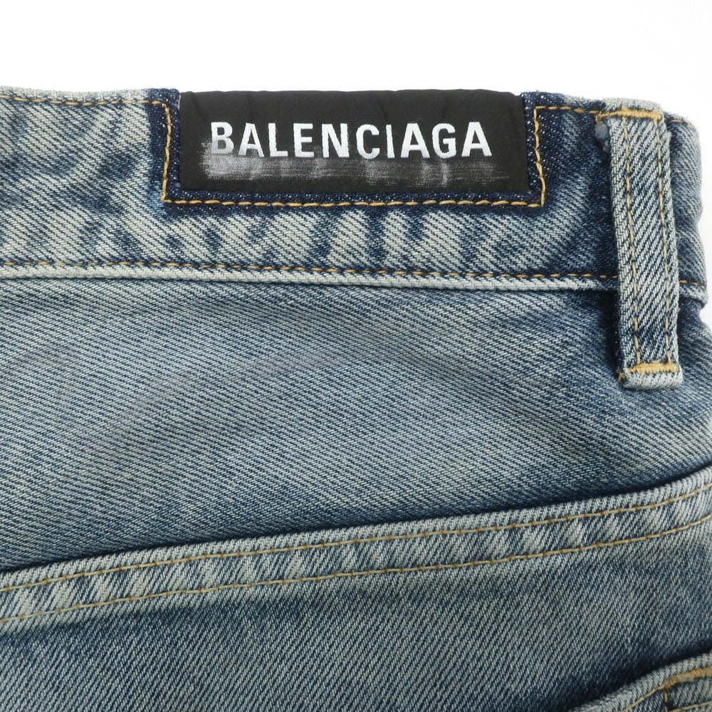 【中古】バレンシアガ BALENCIAGA ダメージ加工 コットン ジーンズ ショートパンツ ブルー【 XS 】【 状態ランクB 】【 メンズ 】