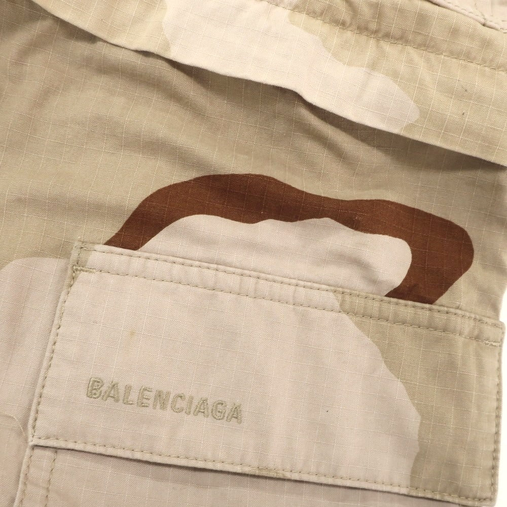 【中古】バレンシアガ BALENCIAGA 2WAY コットン デザートカモフラージュ柄 カーゴパンツ ベージュxブラウン【 XS 】【 状態ランクB 】【 メンズ 】