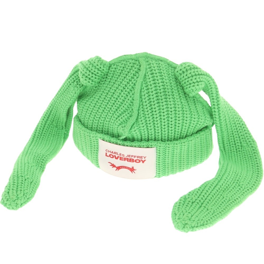 【中古】チャールズジェフリーラバーボーイ Charles Jeffrey LOVERBOY ローゲージコットン ニットキャップ グリーン【 状態ランクC 】【 メンズ 】