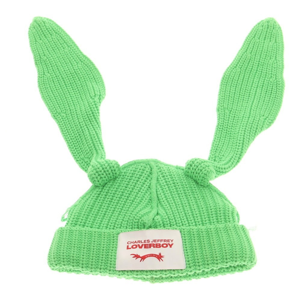 【中古】チャールズジェフリーラバーボーイ Charles Jeffrey LOVERBOY ローゲージコットン ニットキャップ グリーン【 状態ランクC 】【 メンズ 】