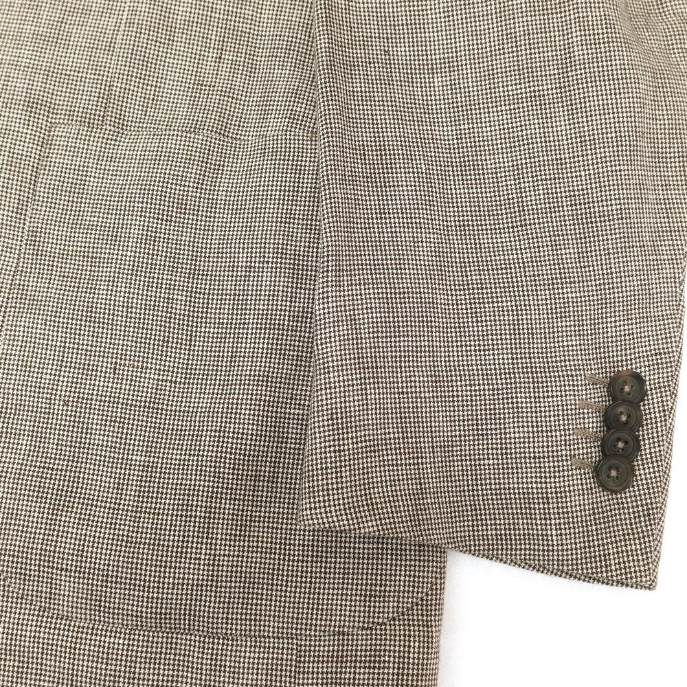 【中古】イザイア ISAIA リネン ハウンドトゥース柄 3つボタンスーツ ブラウンxホワイト【 48 】【 状態ランクB 】【 メンズ 】