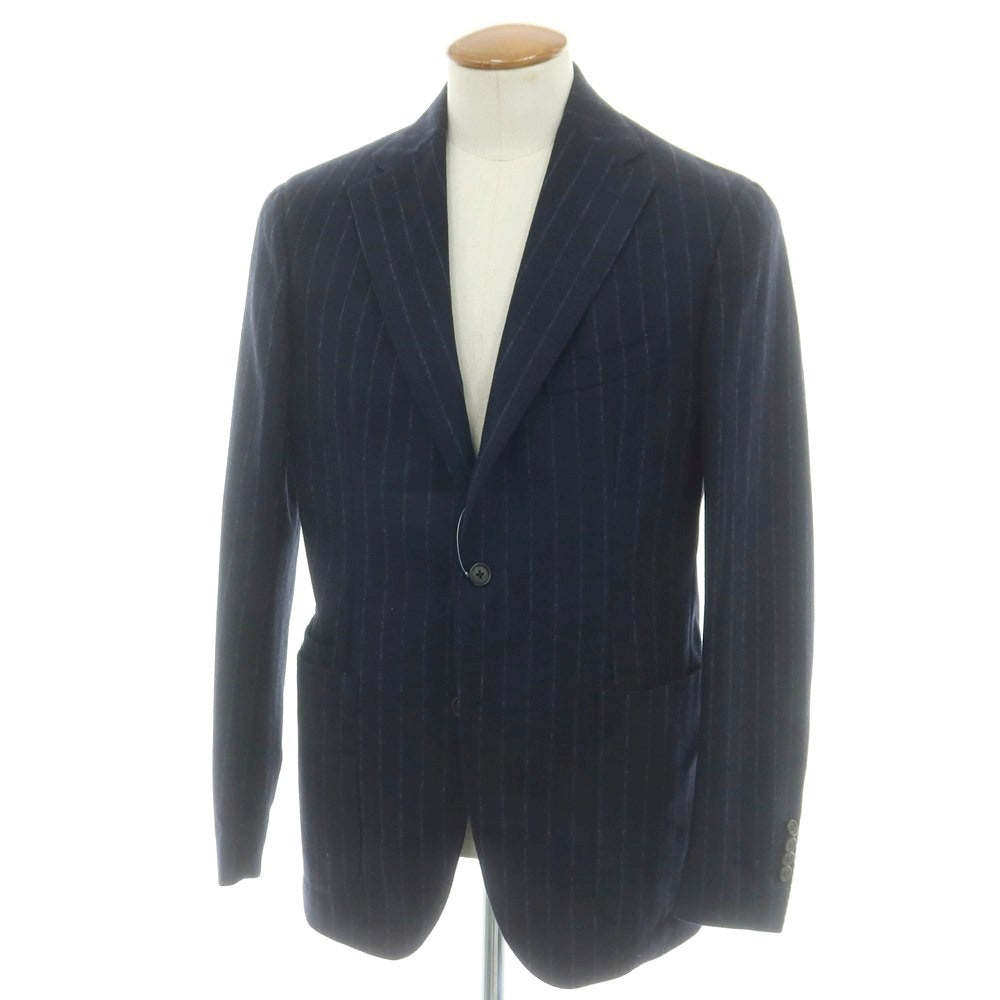 【中古】ドレイクス DRAKES EASYDAY ウール ストライプ 3B テーラードジャケット ネイビーxホワイト【 38 】【 状態ランクB 】【 メンズ 】