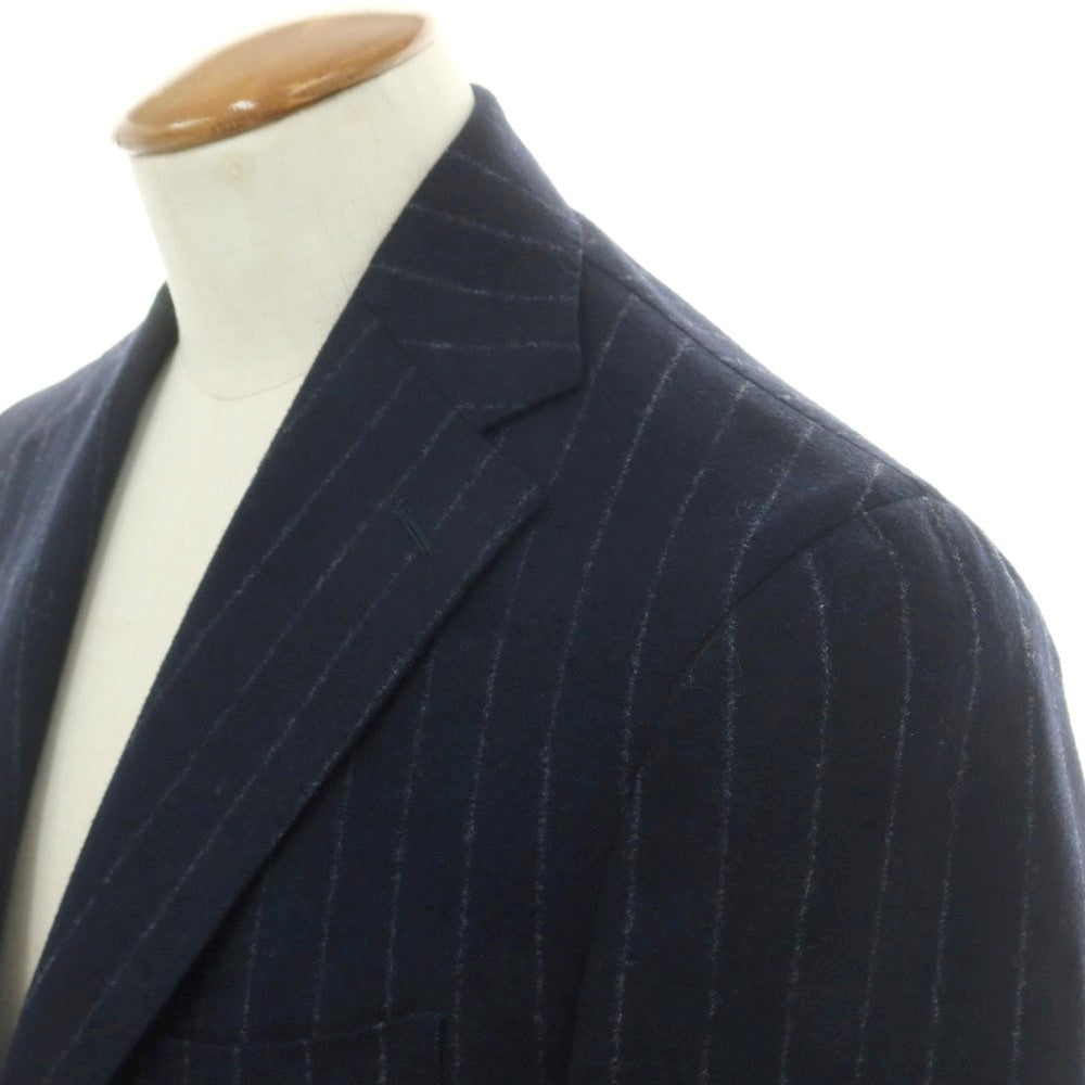 【中古】ドレイクス DRAKES EASYDAY ウール ストライプ 3B テーラードジャケット ネイビーxホワイト【 38 】【 状態ランクB 】【 メンズ 】