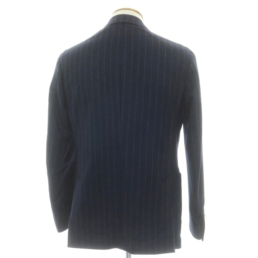 【中古】ドレイクス DRAKES EASYDAY ウール ストライプ 3B テーラードジャケット ネイビーxホワイト【 38 】【 状態ランクB 】【 メンズ 】