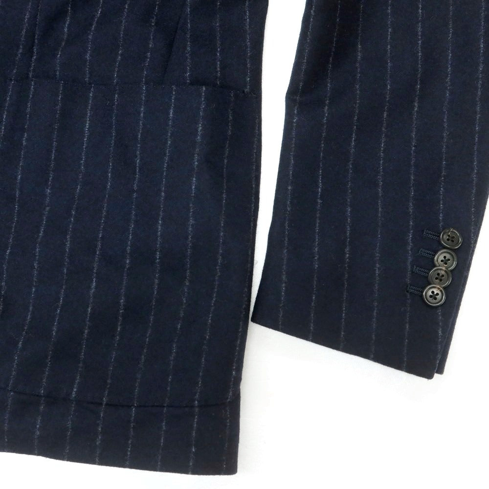 【中古】ドレイクス DRAKES EASYDAY ウール ストライプ 3B テーラードジャケット ネイビーxホワイト【 38 】【 状態ランクB 】【 メンズ 】