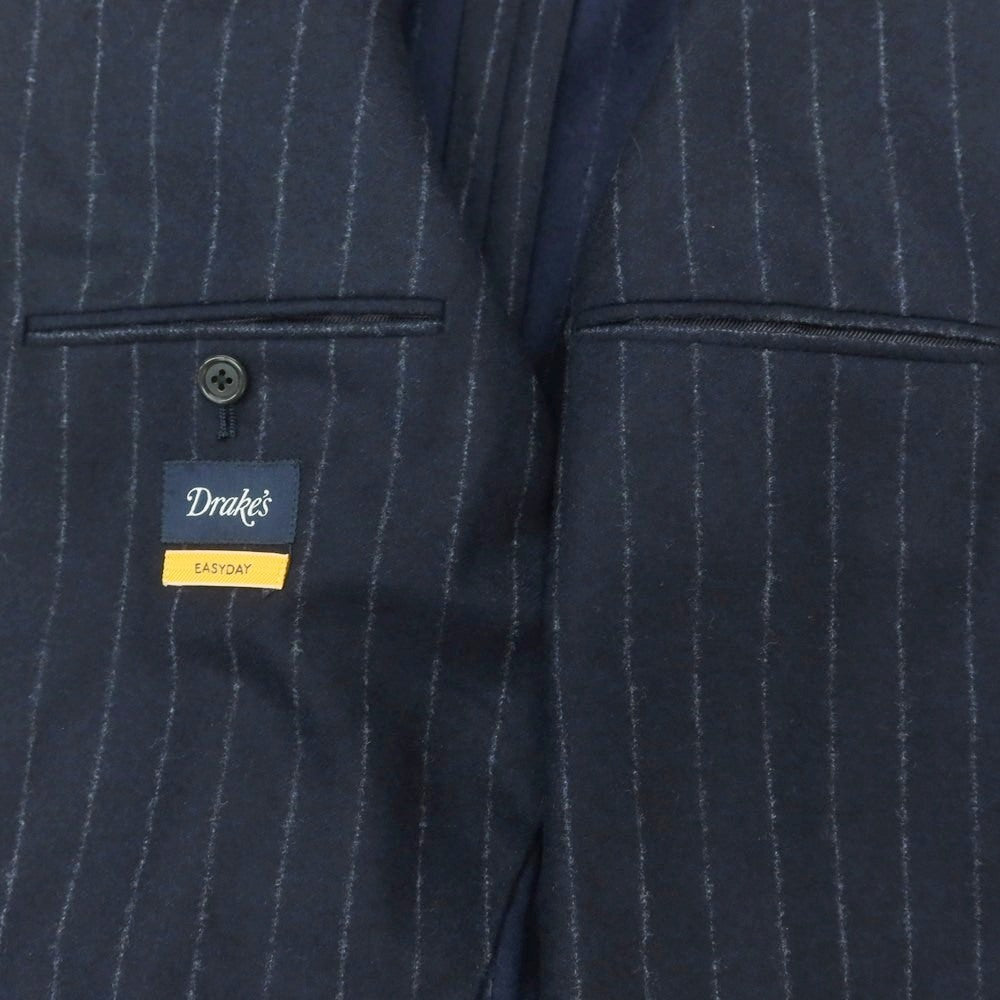 【中古】ドレイクス DRAKES EASYDAY ウール ストライプ 3B テーラードジャケット ネイビーxホワイト【 38 】【 状態ランクB 】【 メンズ 】