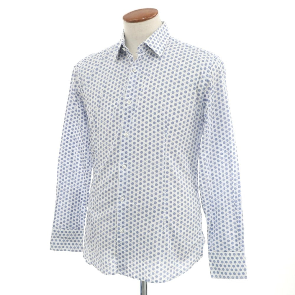 【中古】エレディデルデュカ EREDI DEL DUCA ストレッチ コットン カジュアルシャツ ホワイトxブルー【 M 】【 状態ランクB 】【 メンズ 】