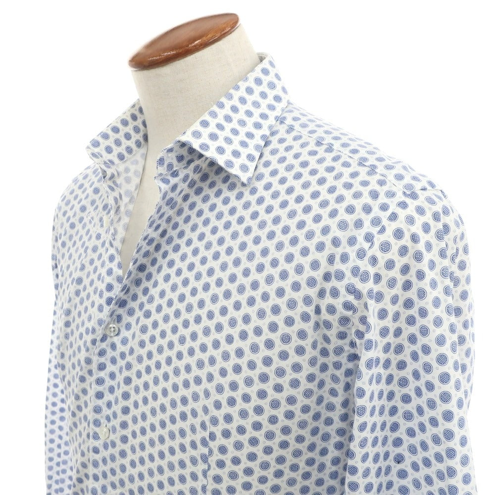 【中古】エレディデルデュカ EREDI DEL DUCA ストレッチ コットン カジュアルシャツ ホワイトxブルー【 M 】【 状態ランクB 】【 メンズ 】