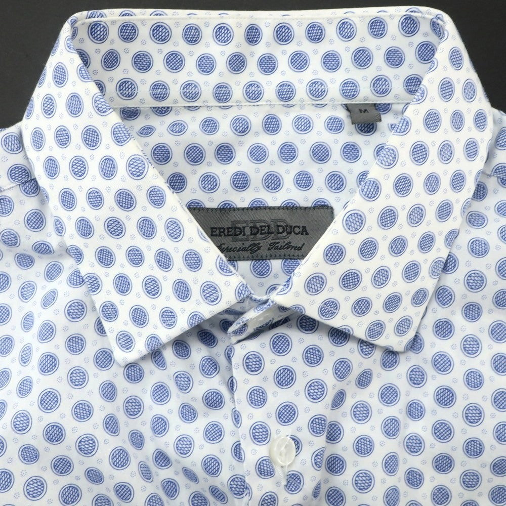 【中古】エレディデルデュカ EREDI DEL DUCA ストレッチ コットン カジュアルシャツ ホワイトxブルー【 M 】【 状態ランクB 】【 メンズ 】