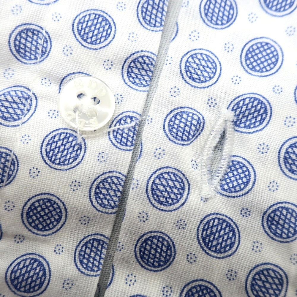 【中古】エレディデルデュカ EREDI DEL DUCA ストレッチ コットン カジュアルシャツ ホワイトxブルー【 M 】【 状態ランクB 】【 メンズ 】