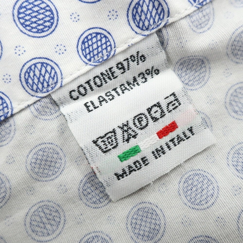 【中古】エレディデルデュカ EREDI DEL DUCA ストレッチ コットン カジュアルシャツ ホワイトxブルー【 M 】【 状態ランクB 】【 メンズ 】