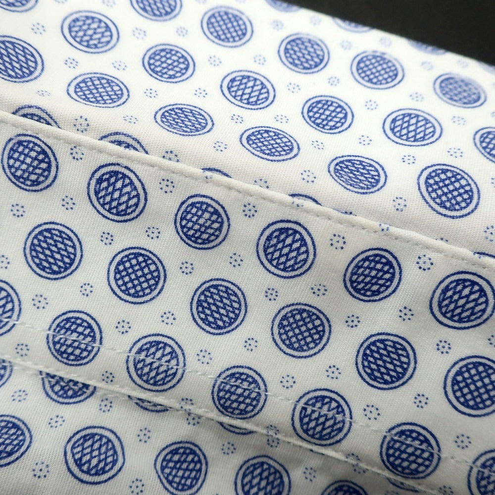 【中古】エレディデルデュカ EREDI DEL DUCA ストレッチ コットン カジュアルシャツ ホワイトxブルー【 M 】【 状態ランクB 】【 メンズ 】