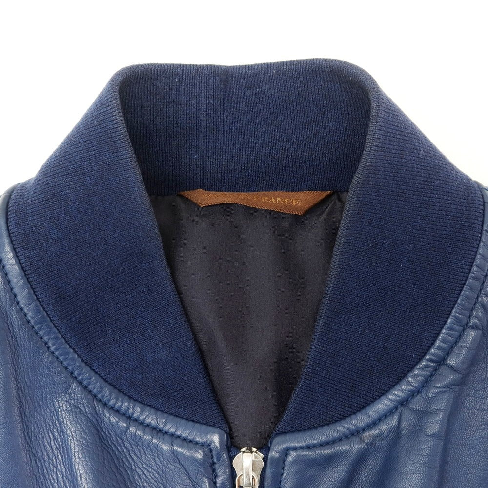 【中古】セラファン SERAPHIN ラムレザー ジップアップブルゾン ネイビー【 42 】【 状態ランクC 】【 メンズ 】