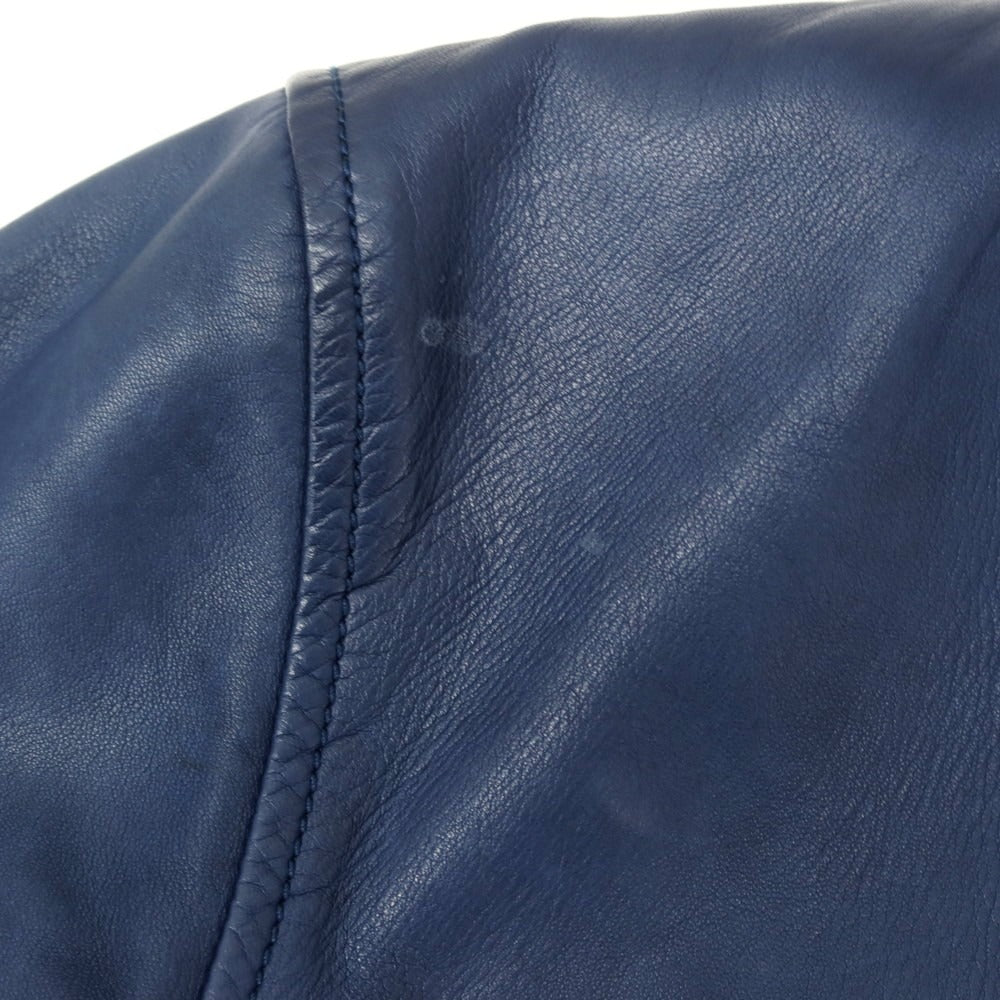 【中古】セラファン SERAPHIN ラムレザー ジップアップブルゾン ネイビー【 42 】【 状態ランクC 】【 メンズ 】