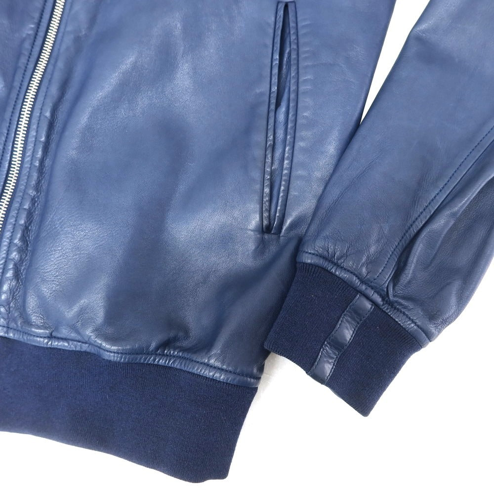 【中古】セラファン SERAPHIN ラムレザー ジップアップブルゾン ネイビー【 42 】【 状態ランクC 】【 メンズ 】