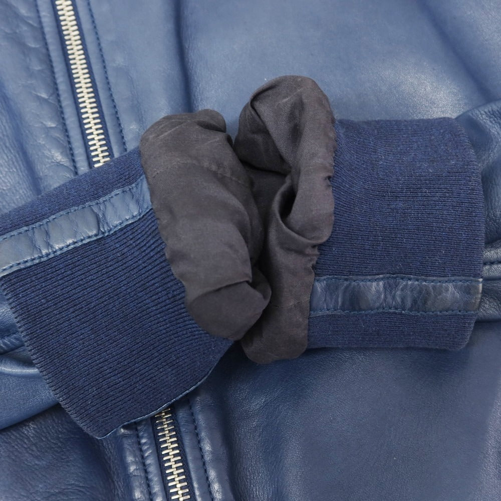 【中古】セラファン SERAPHIN ラムレザー ジップアップブルゾン ネイビー【 42 】【 状態ランクC 】【 メンズ 】