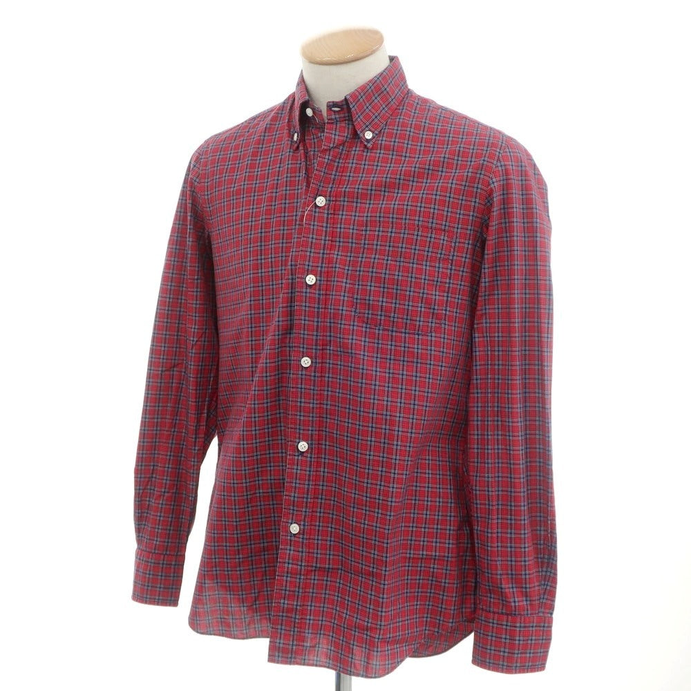 【中古】サルヴァトーレピッコロ Salvatore Piccolo コットン チェック ボタンダウン カジュアルシャツ レッドxネイビー【 38 】【 状態ランクB 】【 メンズ 】