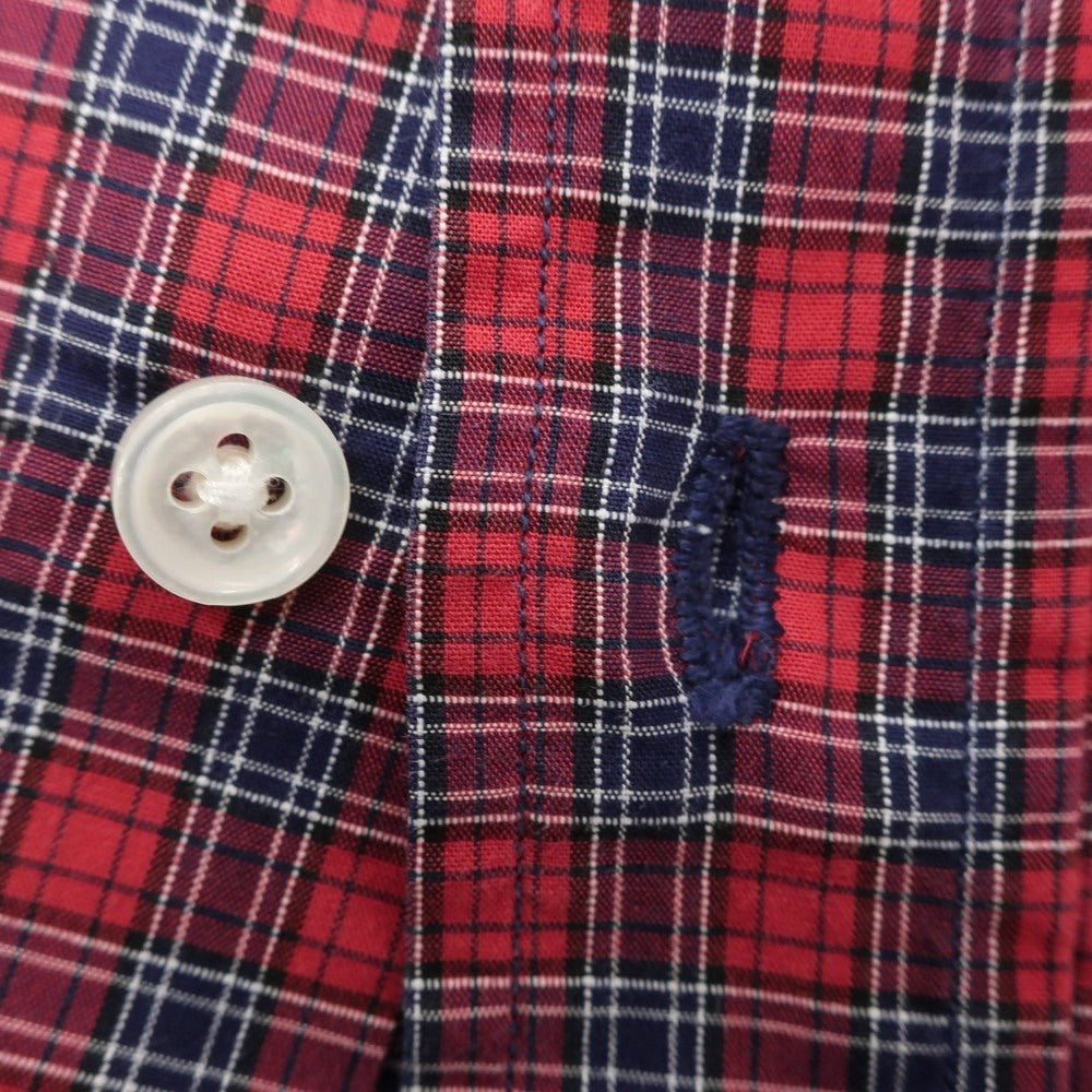 【中古】サルヴァトーレピッコロ Salvatore Piccolo コットン チェック ボタンダウン カジュアルシャツ レッドxネイビー【 38 】【 状態ランクB 】【 メンズ 】