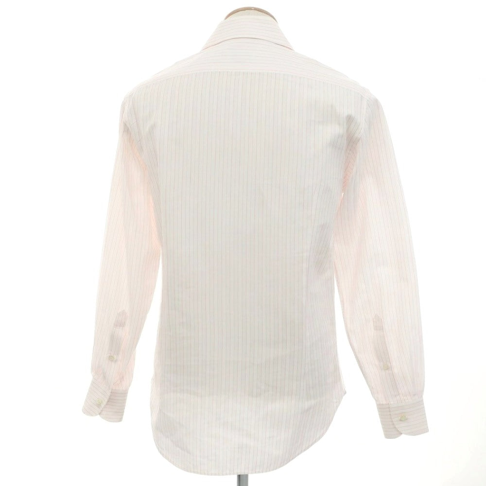 【中古】オリアン ORIAN コットン ストライプ ワイドカラー ドレスシャツ ホワイトxピンク【 38 】【 状態ランクC 】【 メンズ 】