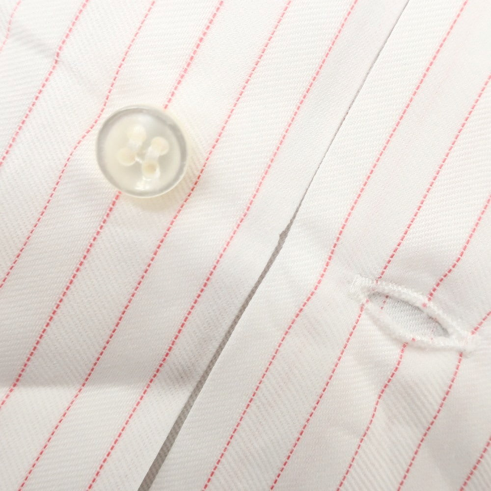 【中古】オリアン ORIAN コットン ストライプ ワイドカラー ドレスシャツ ホワイトxピンク【 38 】【 状態ランクC 】【 メンズ 】