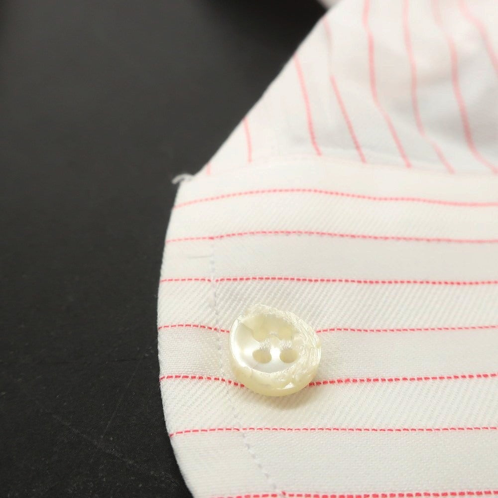 【中古】オリアン ORIAN コットン ストライプ ワイドカラー ドレスシャツ ホワイトxピンク【 38 】【 状態ランクC 】【 メンズ 】