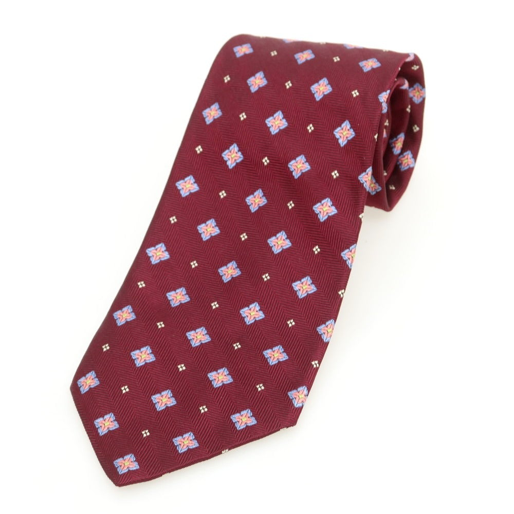 【中古】ブルックスブラザーズ Brooks Brothers シルク 小紋柄ネクタイ ボルドーxピンク【 状態ランクB 】【 メンズ 】