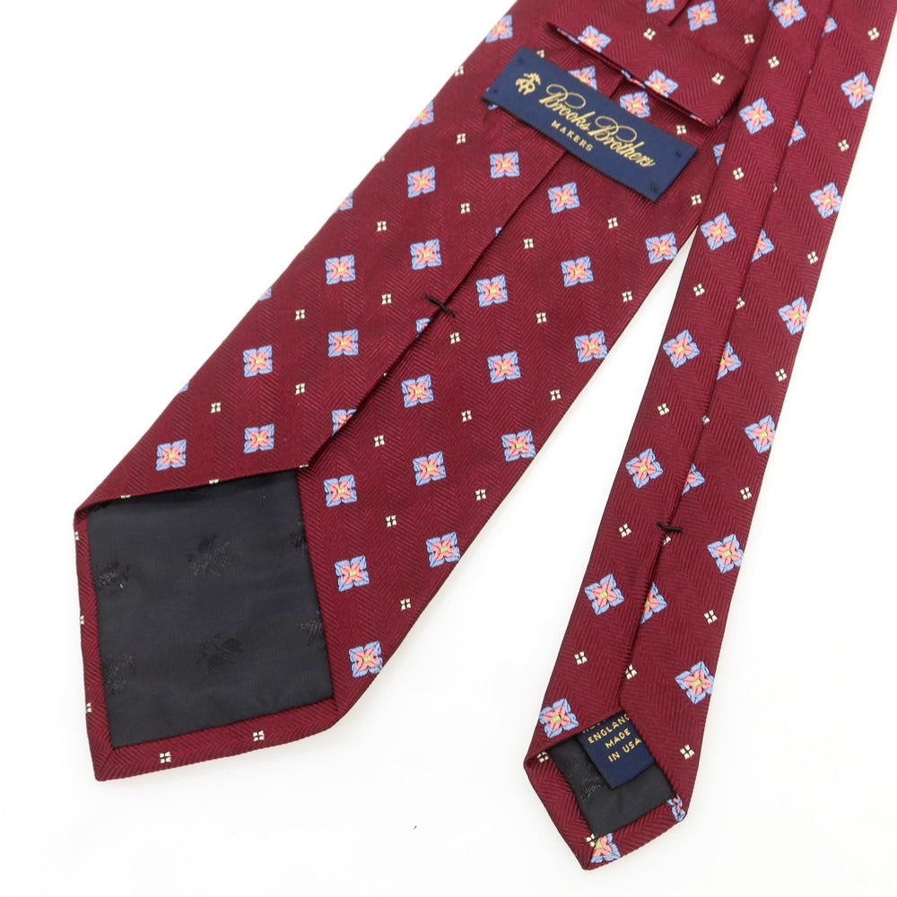 【中古】ブルックスブラザーズ Brooks Brothers シルク 小紋柄ネクタイ ボルドーxピンク【 状態ランクB 】【 メンズ 】