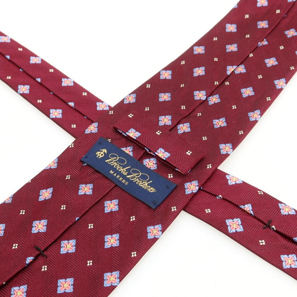 【中古】ブルックスブラザーズ Brooks Brothers シルク 小紋柄ネクタイ ボルドーxピンク【 状態ランクB 】【 メンズ 】