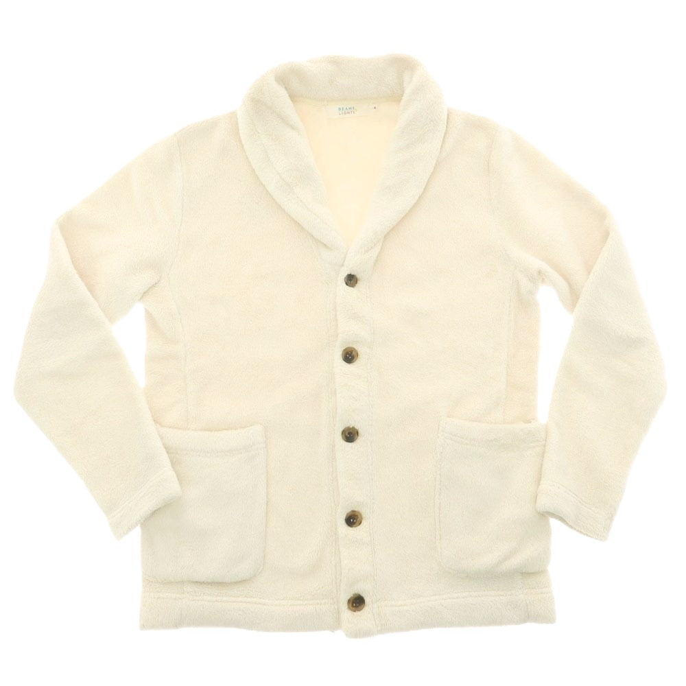 【中古】ビームスライツ BEAMS LIGHTS ポリエステル フリース ショールカラー カーディガン アイボリー【 M 】【 状態ランクC 】【 メンズ 】