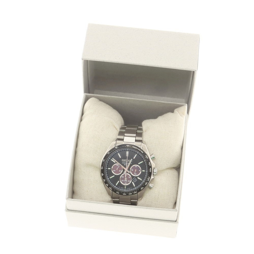 【中古】セイコー SEIKO V175-0FA0 ソーラー クロノグラフ 腕時計 シルバーxブラック【 状態ランクB 】【 メンズ 】