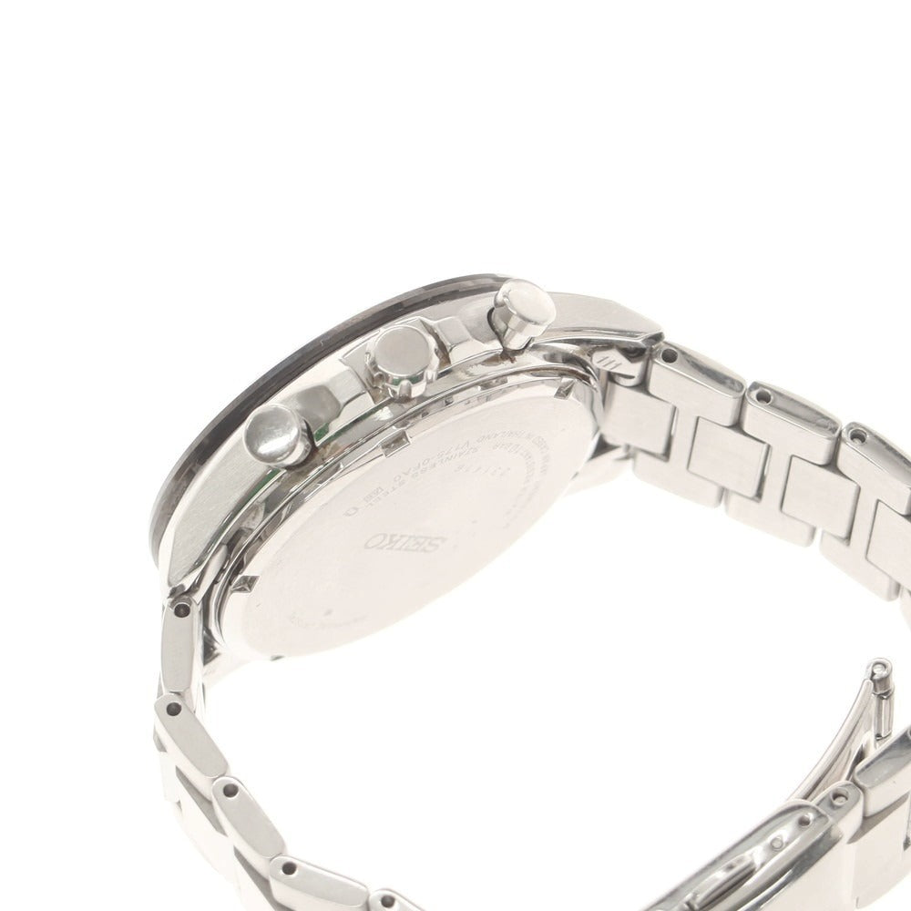 【中古】セイコー SEIKO V175-0FA0 ソーラー クロノグラフ 腕時計 シルバーxブラック【 状態ランクB 】【 メンズ 】