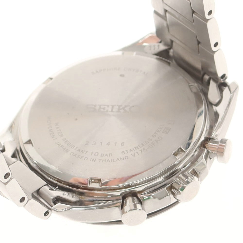 【中古】セイコー SEIKO V175-0FA0 ソーラー クロノグラフ 腕時計 シルバーxブラック【 状態ランクB 】【 メンズ 】