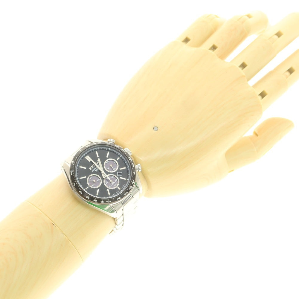 【中古】セイコー SEIKO V175-0FA0 ソーラー クロノグラフ 腕時計 シルバーxブラック【 状態ランクB 】【 メンズ 】