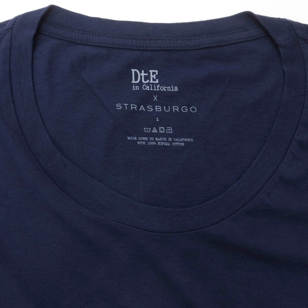 【中古】ディーティーイーインカリフォルニア DtE in California STRASBURGO別注 スーピマコットン スクープネック 半袖Tシャツ ネイビー【 1 】【 状態ランクA 】【 メンズ 】
